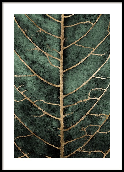 Golden Green Leaf Affiche dans le groupe Affiches / Art chez Desenio AB (12266)