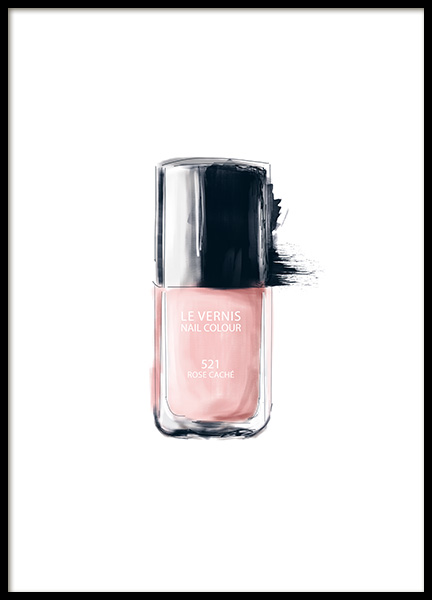 Affiche avec vernis à ongles et rouge à lèvres de chez Chanel. Affiches Chanel e