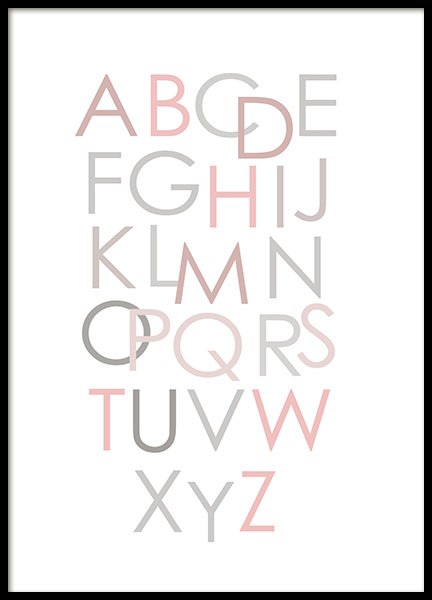Alphabet Pink Eng, Affiche dans le groupe Affiches / Posters pour enfants chez Desenio AB (8436)