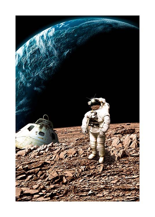 Astronaut On Moon Affiche / Posters pour enfants chez Desenio AB (10117)