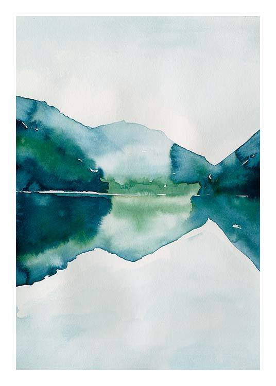 Watercolor Mountain Reflection Affiche / Art chez Desenio AB (10123)