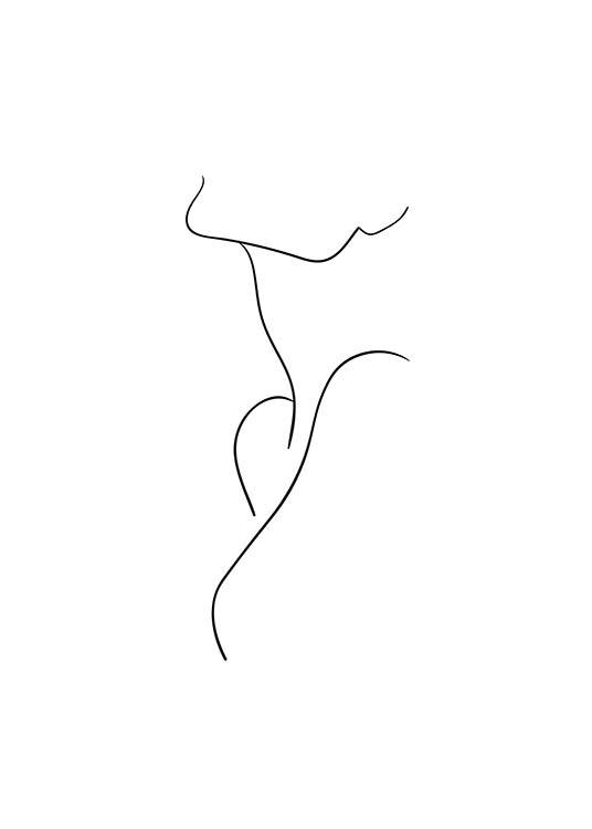  – Poster minimaliste d'un nu dessiné au trait sur un fond blanc 