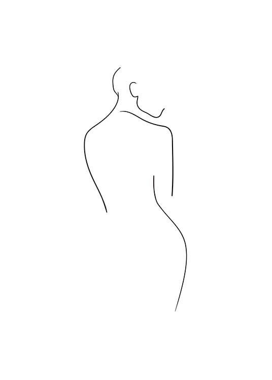  – Dessin d'un nu minimaliste d'un femme de dos en noir et blanc