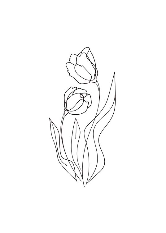 Flower Lines No2 Affiche / Noir et blanc chez Desenio AB (10541)