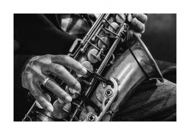 Saxophone Affiche / Noir et blanc chez Desenio AB (10718)