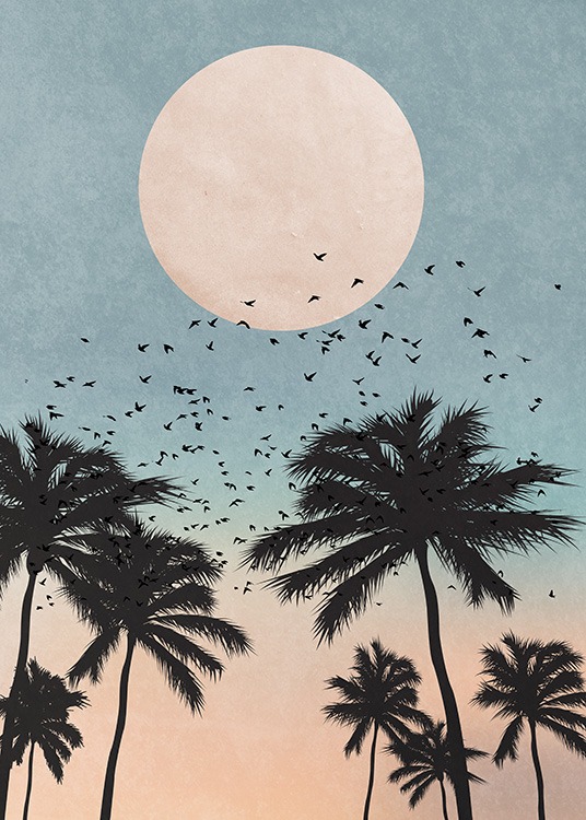 Palm Tree Sunrise Affiche / Graphisme chez Desenio AB (10934)