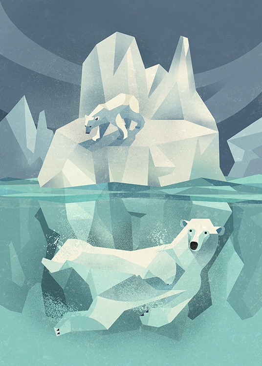 Vintage Polar Bear Affiche / Posters pour enfants chez Desenio AB (11027)