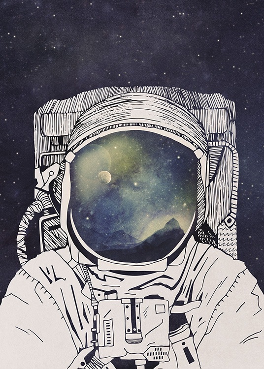  – Poster graphique d'un astronaute dans l'espace