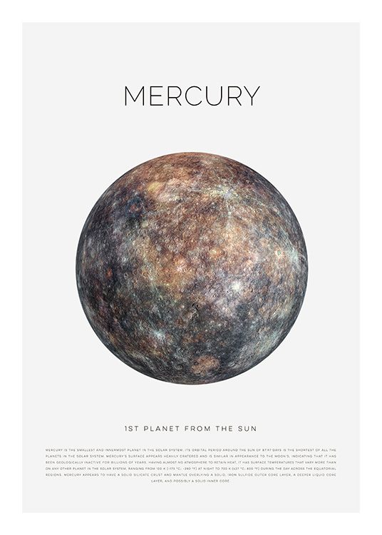 Planet Mercury Affiche / Posters pour enfants chez Desenio AB (11439)