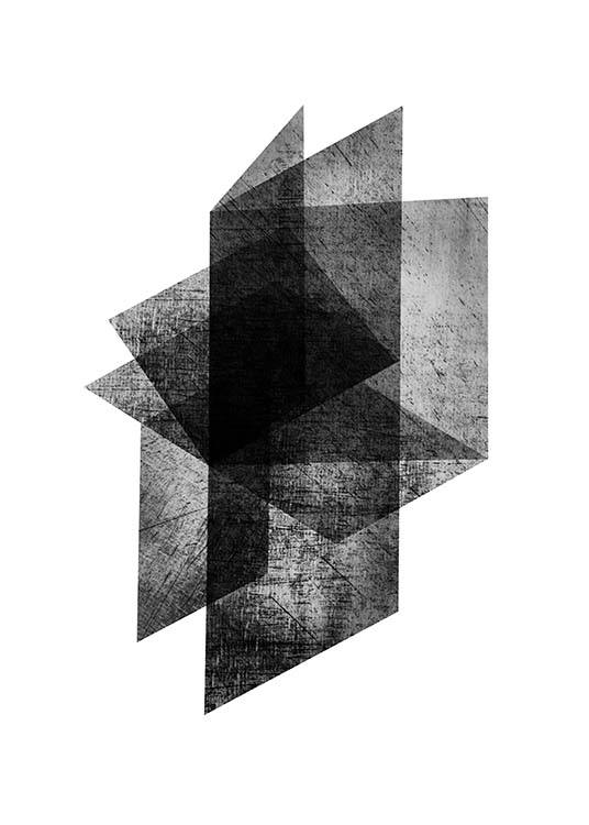 –Formes carrées noires transparentes sur un fond blanc.