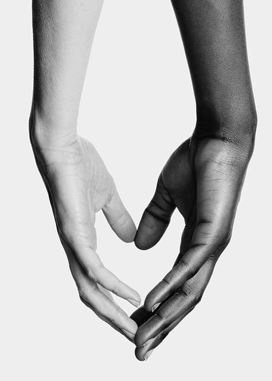'–Poster noir et blanc de mains se touchant l''une l''autre.'