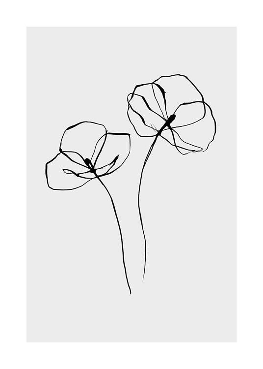 Line Flower No2 Affiche / Noir et blanc chez Desenio AB (11766)