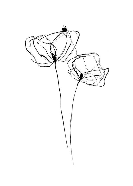 Line Flower No3 Affiche / Noir et blanc chez Desenio AB (11767)