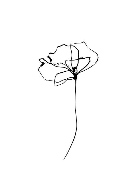 Line Flower No4 Affiche / Noir et blanc chez Desenio AB (11768)