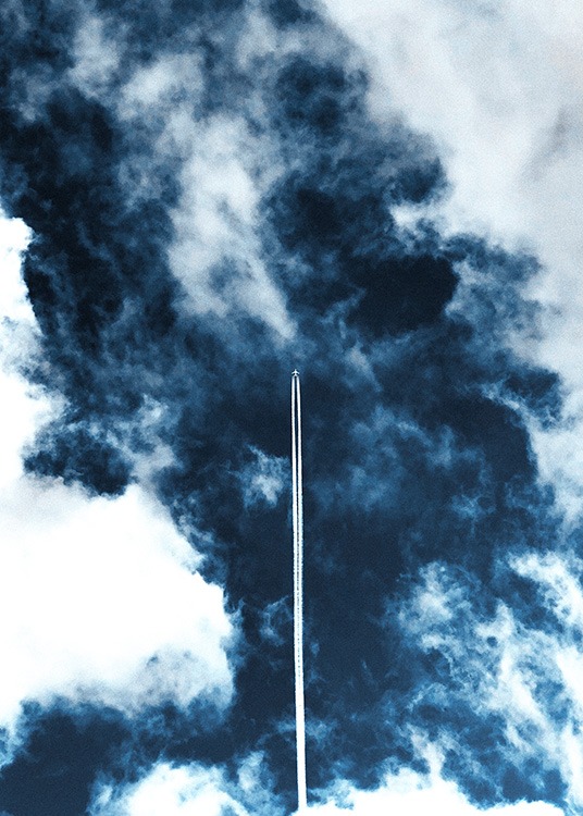 '–Affiche d''un avion qui s''envole dans le ciel. '