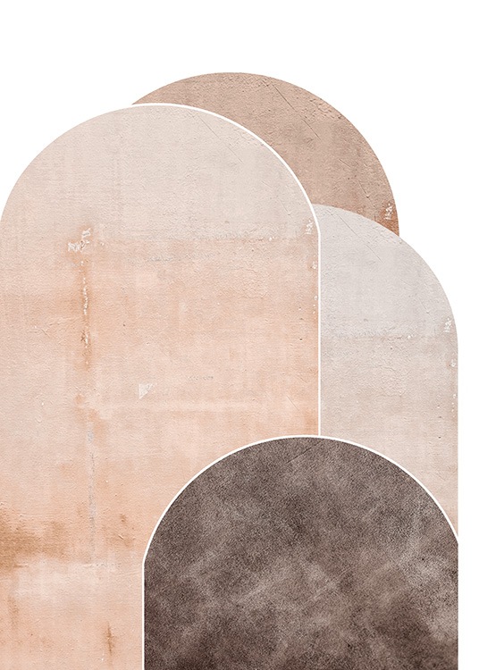 –Semi-ovales dans des tons de beige et de brun superposées. 