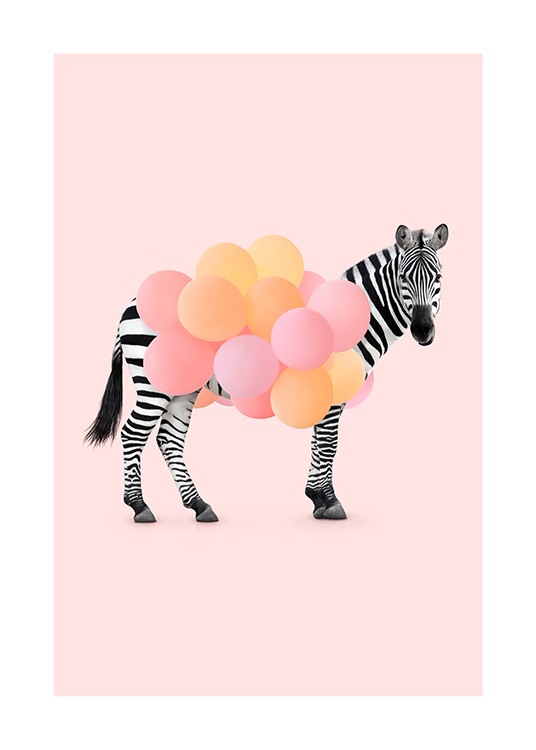 Zebra Balloon Affiche / Posters pour enfants chez Desenio AB (12743)