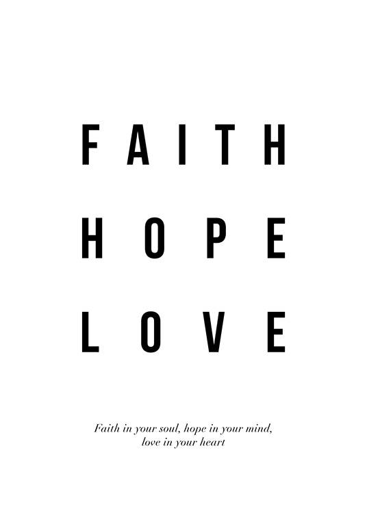 Faith Hope Love Affiche / Affiche citation chez Desenio AB (12872)