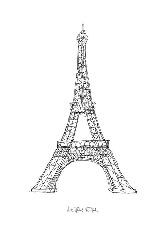 La Tour Eiffel Affiche / Noir et blanc chez Desenio AB (12920)