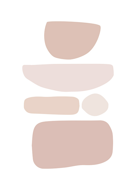 Illustration graphique abstraite avec des structures en différentes formes en rose et beige