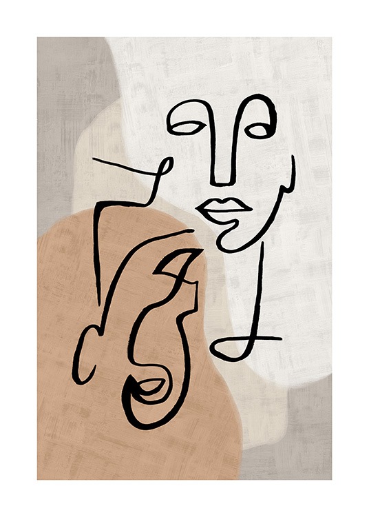 Abstract Line Art No3 Affiche Traits De Visage Abstraits Desenio