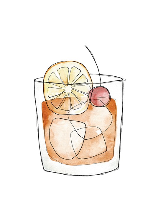 Old Fashioned Illustration Affiche / Vins & Cocktails chez Desenio AB (13695)