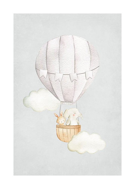 Hot Air Balloon No1 Affiche / Illustrations d'animaux chez Desenio AB (13715)