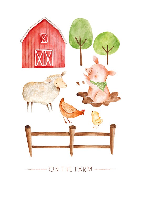 On the Farm No2 Affiche / Illustrations d'animaux chez Desenio AB (13720)