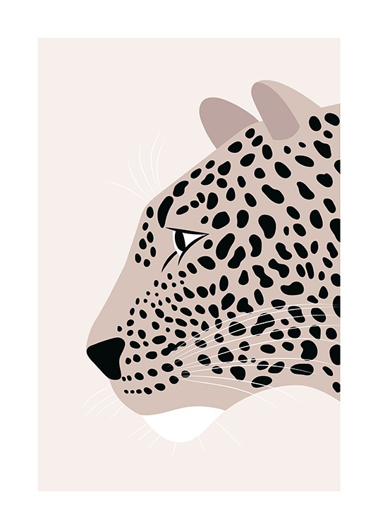 Leopard Profile Illustration Affiche / Insectes et animaux chez Desenio AB (13788)