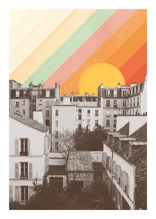Rainbow Sky Above Paris Affiche / Vintage chez Desenio AB (13924)