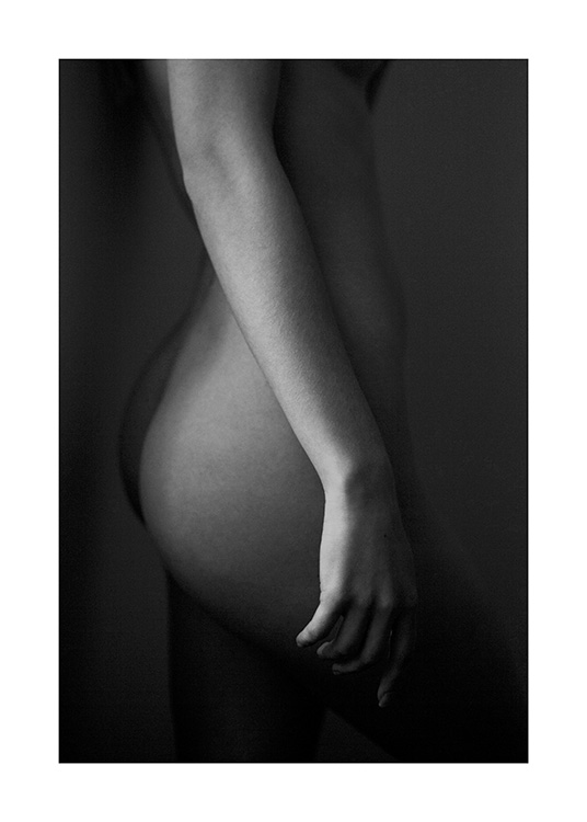  - Photographie en noir et blanc d'une silhouette nue de femme