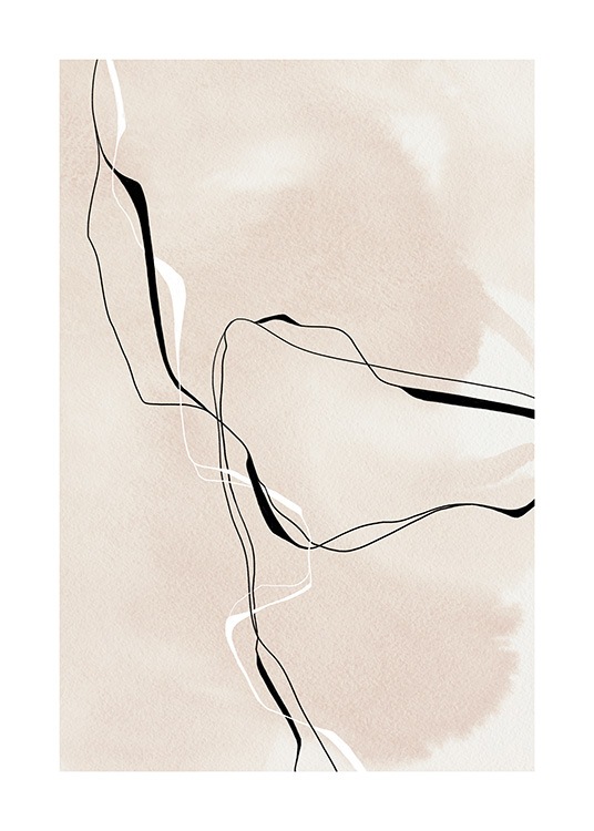  – Illustration avec des lignes en noir et blanc qui se chevauchent, sur un fond beige