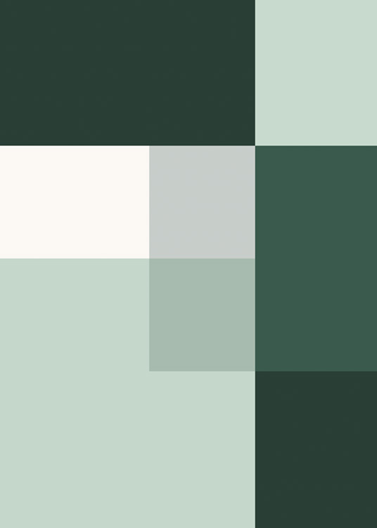  – Illustration graphique en vert avec des rectangles et des carrés