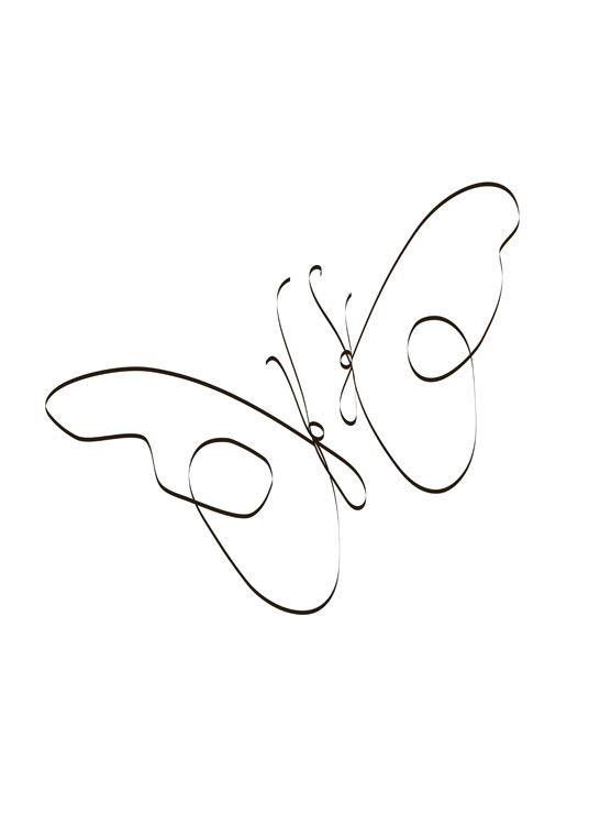  – Illustration en art linéaire de deux papillons tracés en noir sur un fond blanc