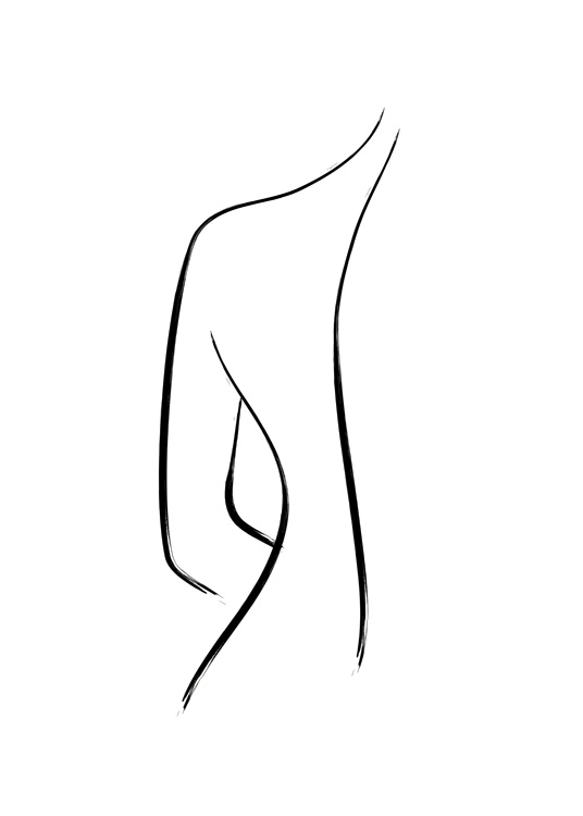  – Illustration d’un dos nu dessiné en art linéaire, en noir sur un fond blanc