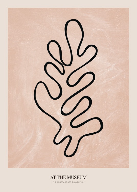  – Illustration graphique avec un corail aux contours noirs sur un fond rose et beige