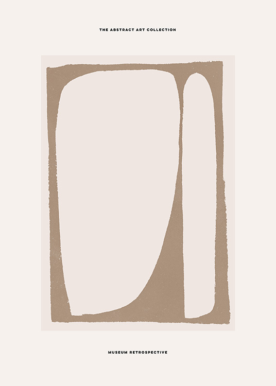  – Illustration graphique avec deux formes en beige sur un fond marron et beige, avec du texte au-dessus et en dessous