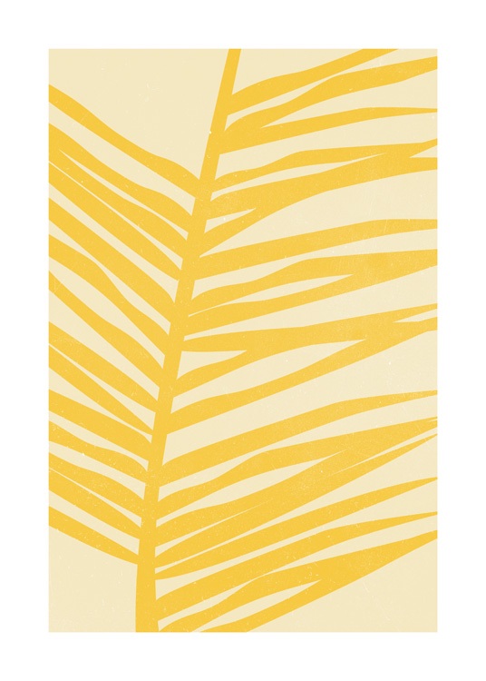  – Illustration graphique d’une feuille de palmier en jaune sur un fond jaune plus clair