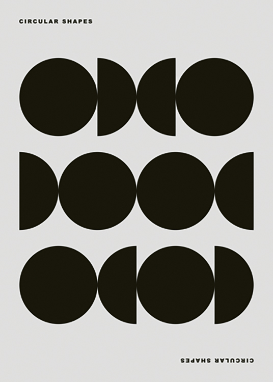  – Illustration graphique avec des cercles et des demi-cercles en noir sur un fond gris avec du texte en haut et en bas