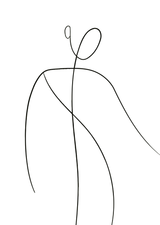  – Illustration d’un corps et d’un visage abstraits dessinés en art linéaire noir sur un fond blanc