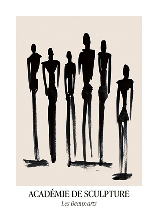  – Illustration graphique d’un groupe de silhouettes de corps en noir sur un fond beige avec du texte dessous