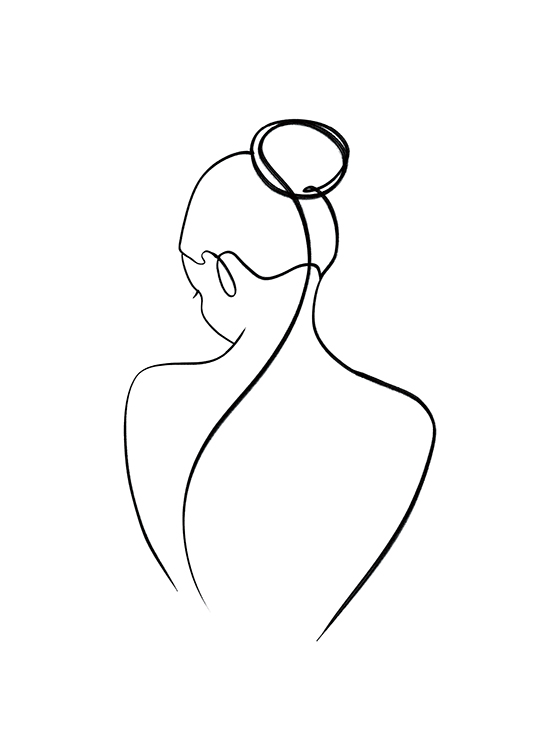  – Illustration d’un dos féminin dessiné au trait noir sur un fond blanc