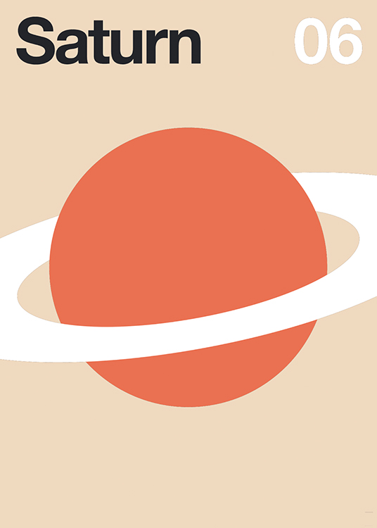  – Illustration graphique de Saturne, avec un cercle rouge et un anneau blanc tout autour