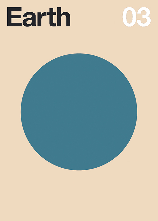  – Illustration graphique de la Terre sous forme de cercle bleu sur un fond beige
