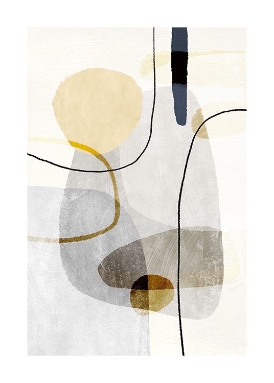  – Illustration abstraite avec des formes et des lignes jaunes et grises