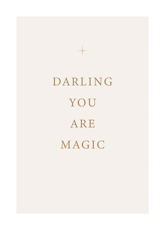  – Texte « Darling you are magic » avec une étoile au-dessus sur un fond clair