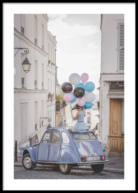 Joyeux Anniversaire Affiche Vieillie Voiture Bleue Desenio Fr