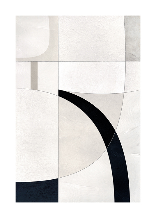  – Illustration avec des formes abstraites grises, beiges et noires avec un effet structuré