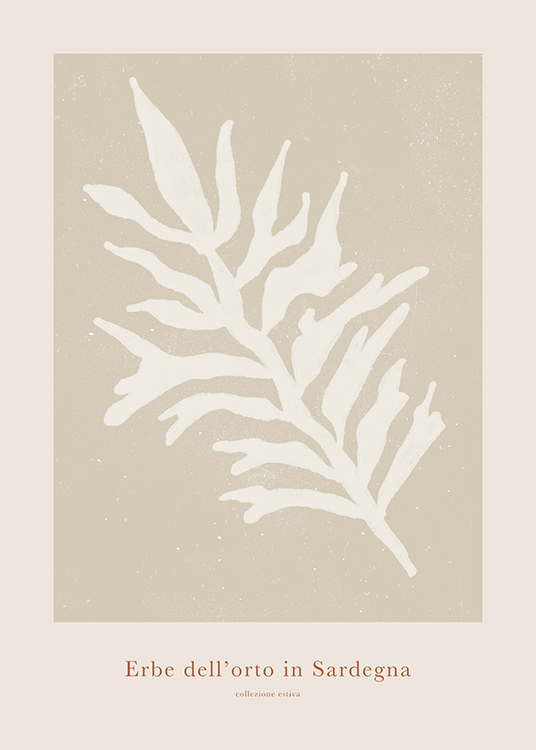 – Illustration d’une feuille claire dessinée sur un fond gris-beige inégal avec du texte en dessous