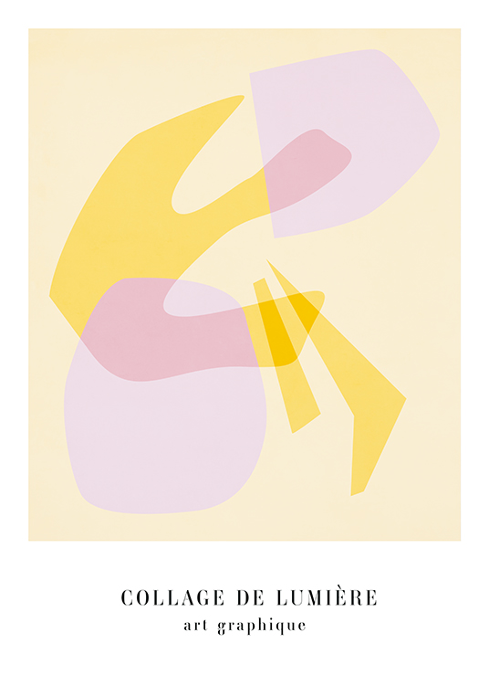  – Affiche de style exposition avec un collage de papier découpé dans des tons pastels